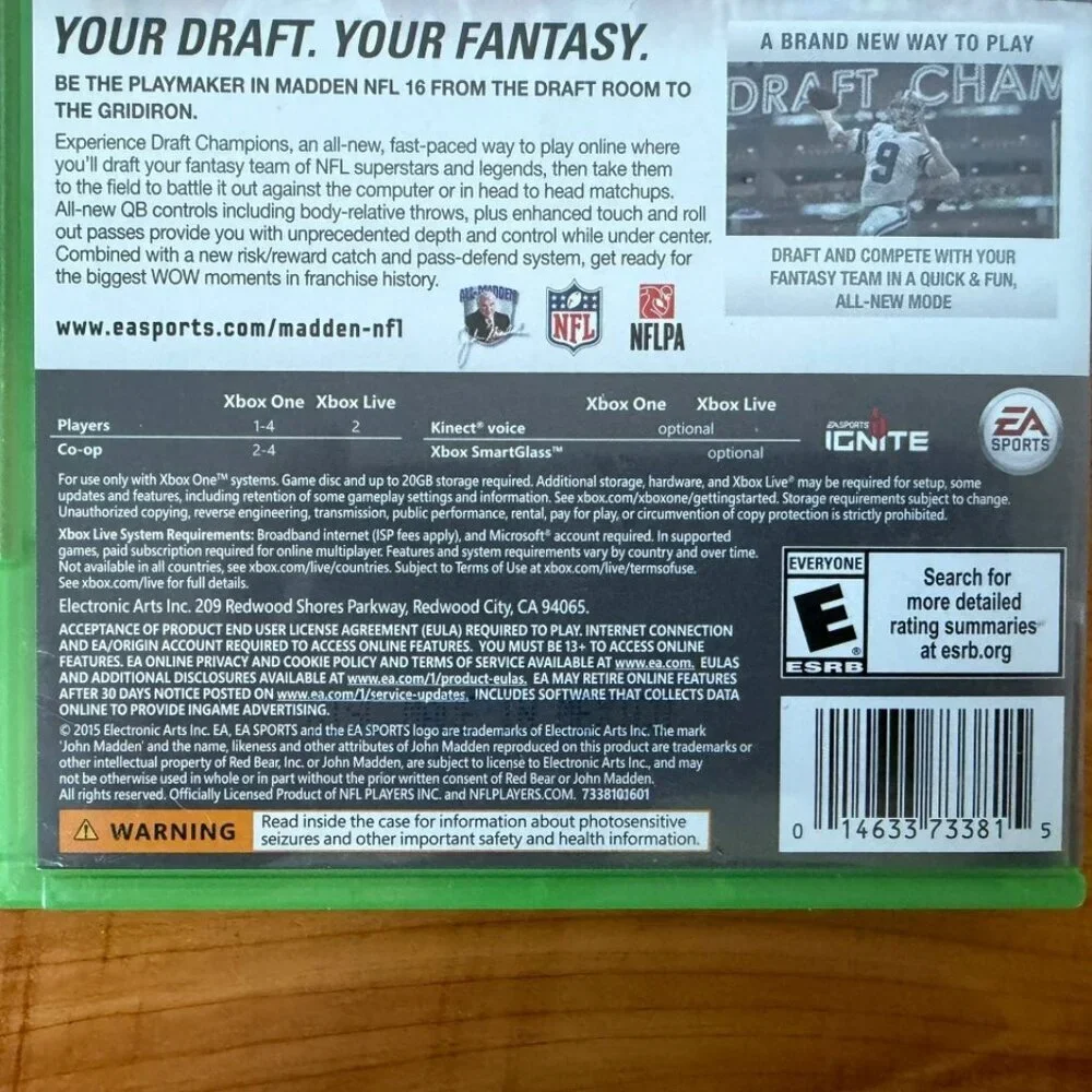 Xbox One Madden NFL 16 Video Game